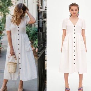 SALE 💥 RARE ZARA White Linen Button Front Dress